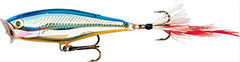 Rapala Skitter Pop topwater lure in silver blue delivering splash and popping action for bass