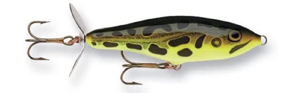 Rapala Skitter Prop 07 Lime Frog lure ready for a shallow-water retrieve with churning prop action.
