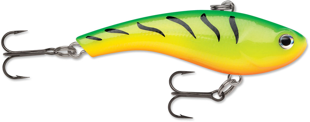 Rapala Slab Rap 04 Glow Tiger angled view, glow lure for low-light fishing