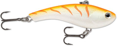 Rapala Slab Rap 04 Tiger UV lure in orange enhances visibility for versatile fishing