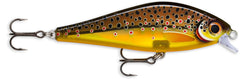 Rapala Super Shadow Rap Live Brown Trout lure with realistic details and action for big predatory fish.