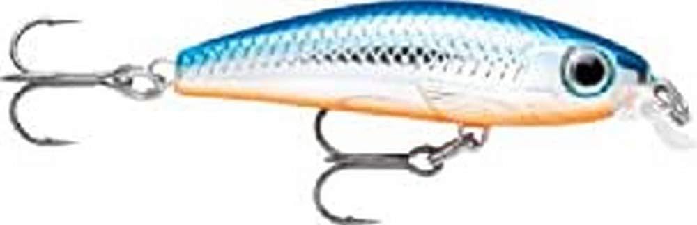 Rapala Ultra Light Minnow 06 Silver Blue body detail enables far casting and precise placements.