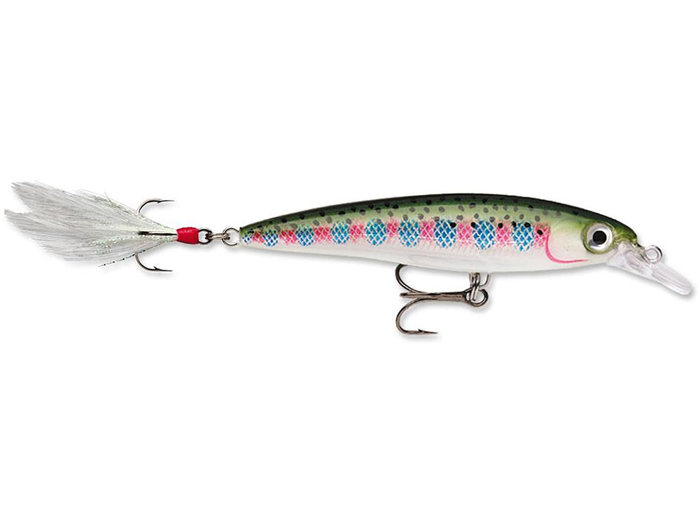 Rapala X-Rap 12 Rainbow Trout lure displays textured body for realistic wobble and long casts.