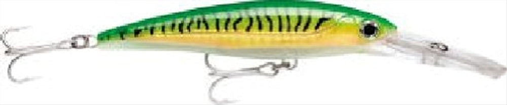 Rapala X-Rap Magnum saltwater trolling lure in Gold Green Mackerel color for offshore tuna, wahoo, and mahi