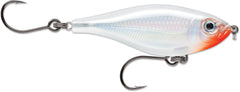 Rapala X-Rap Twitchin' Mullet 08 Glass Ghost lure glistens underwater, ideal for inshore predator targeting