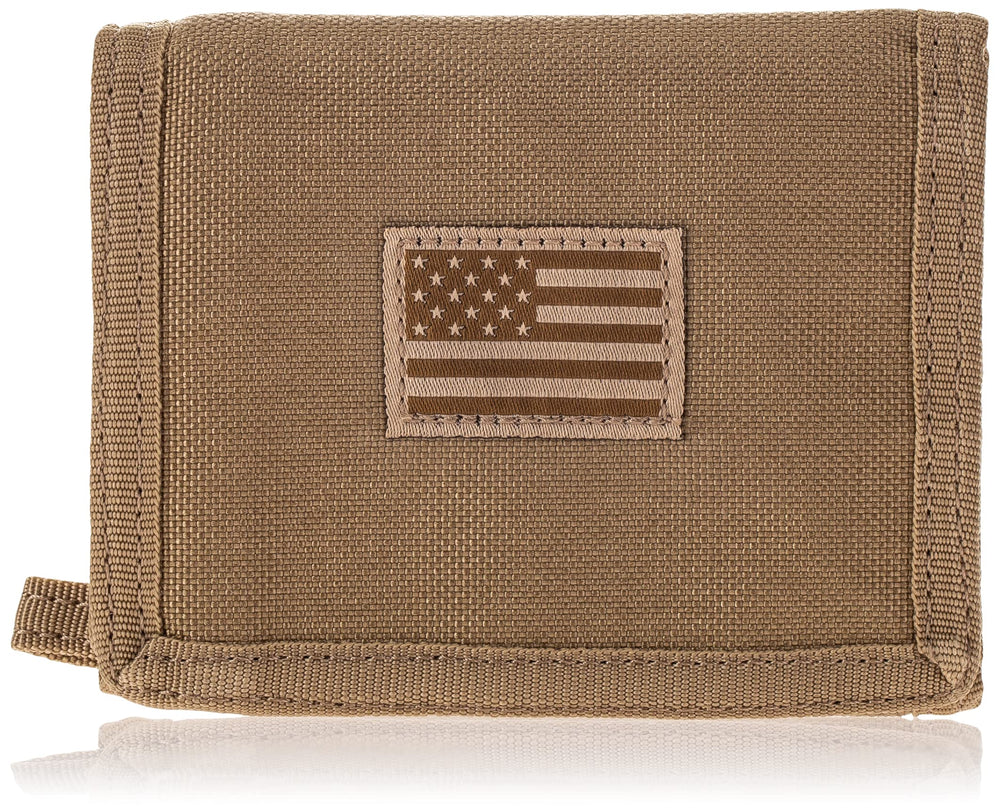 RAPDOM Tactical Wallet Khaki front view showing compact back-pocket carry