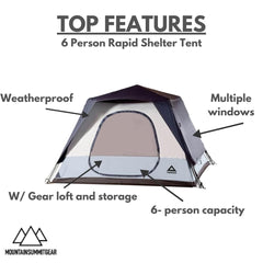 RAPIDSHELTER Rapid 6-Person Tent side-entry offers easy access for gear and kids