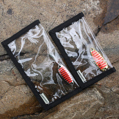 Clear PVC window showing lure inside Raprance Wrap