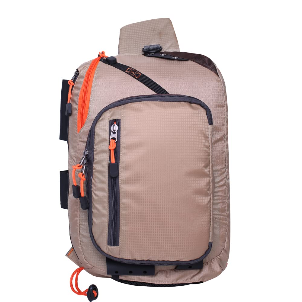 Raprance fly fishing sling pack khaki front view