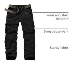 Raroauf work cargo pants pocket closeup showcases eight deep cargo pockets
