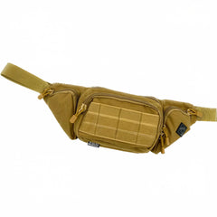 Rattlesnake Tactical fanny pack tan front view showing compact design for quick access.