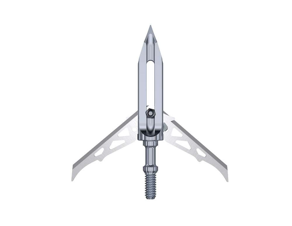RAVIN titanium broadheads front view highlights compact design and strong Ti6AL4V construction for field reliability.
