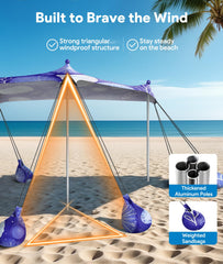 Raynesys windproof beach tent with 8 sandbags for stable shelter in breeze