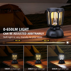 Raynic 6000 LED camping lantern 650-lumen brightness with smooth dimming