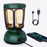 Raynic 6000 LED camping lantern front view highlights a compact, power-ready light for tents.