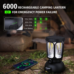 Raynic 6000 LED camping lantern solar panel backup charging for emergencies