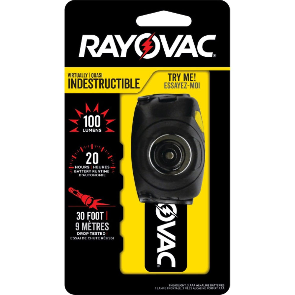 Rayovac DIYHL3AAAB headlamp front view for hands-free lighting