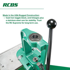 RCBS Rock Chucker Supreme ram-bearing surface close-up emphasizes rigid support during operation