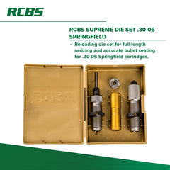 RCBS Supreme Die Set includes chamber case length gauge for precise seating measurements.