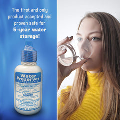 Re Water Preserver concentrate pour-spout closeup with precise dosage for storage