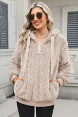 ReachMe sherpa hoodie zip-front closeup emphasizes versatile, easy layering.