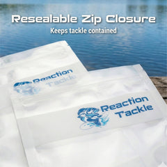 Reaction Tackle label area on a clear bait bag for quick ID