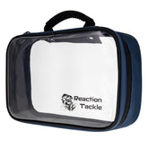 Reaction Tackle Deluxe Clear Binder front view shows compact, portable storage for on-the-go fishing.