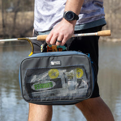 Reaction Tackle Deluxe Mesh Bag zipper closure for secure transport