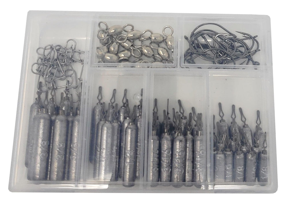 Reaction Tackle lead drop shot weight with 101-piece kit for quick rig changes