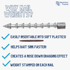 Reaction Tackle variety-pack of nail weights offers versatile options for rigs