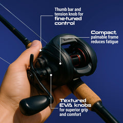Reaction Tackle ReactCast Edition in-hand grip offers ergonomic comfort for long sessions.