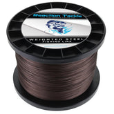 Reaction Tackle stainless steel trolling line close-up shows premium durability for tough fish