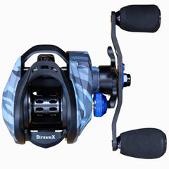 Reaction Tackle StreamX Edition reel side profile showing compact design for all-day fishing