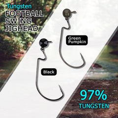 Reaction Tackle swinging action jig in water illustrates dynamic lure movement attracting bass.