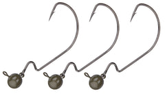 Reaction Tackle tungsten football swing jig head in green pumpkin, 3/8 oz, for precise bass jigging.