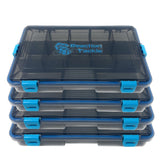 Reaction Tackle ultimate tackle trays four-pack with four latches for secure on-the-go organization.