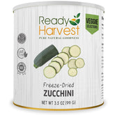 Ready Harvest freeze-dried zucchini can top view showing long shelf life
