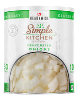 ReadyWise dehydrated onions in a can closeup for pantry prep and long shelf life