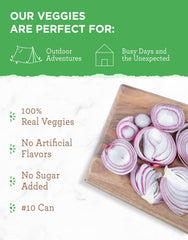 ReadyWise dehydrated onions sizzling in a pan; convenient for camp meals