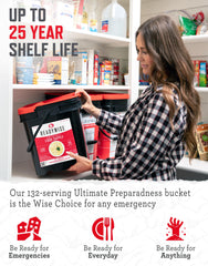 ReadyWise emergency food shelf life up to 25 years supports long term storage.