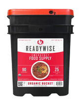 ReadyWise emergency food bucket front view for pantry-ready preparedness.