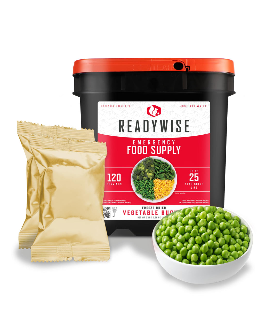ReadyWise emergency vegetables bucket 120 servings for long-term storage and preparedness