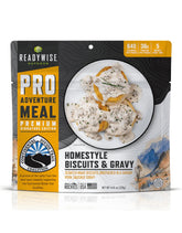 ReadyWise Outdoor Pro Adventure Meal pouch with biscuits, gravy, and sausage for easy wilderness meals