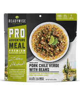 ReadyWise Outdoor Pro Adventure Meal pork chile verde bowl for on-the-go energy.