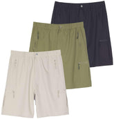 Real Essentials men's hiking shorts quick-dry fabric closeup for trail cooling.