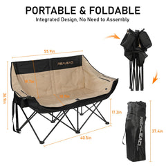 REALEAD heated double chair front view shows roomy two-seat setup.