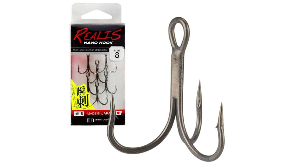 Realis Nano Treble Hooks pack of 6 size #8 – front view