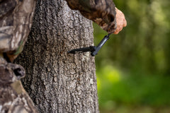 Arrow holders integrated for quick access while moving through woods.