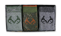 Realtree men's gift-box casual socks in black for daily wear and durability