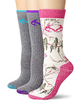 Realtree women's gift box socks grey pink with full cushioning for day-long comfort
